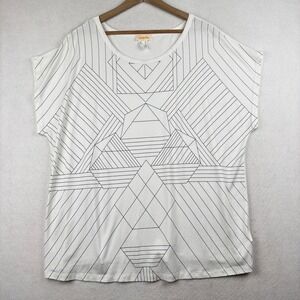 Ambria‎ Top Womens 18 Short Sleeve Geometric Print Casual Minimalist